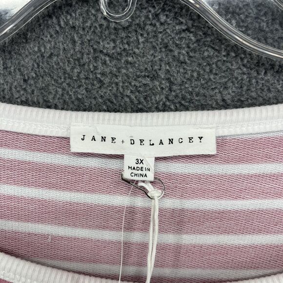 Jane & Delancey Top‎ Womens Plus 3X Pink White Striped Tunic - Picture 9 of 15